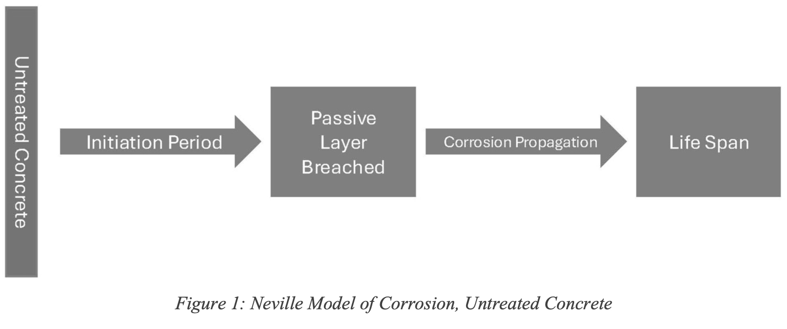 Figure 1: Neville Model of Corrosion, Untreated Concrete